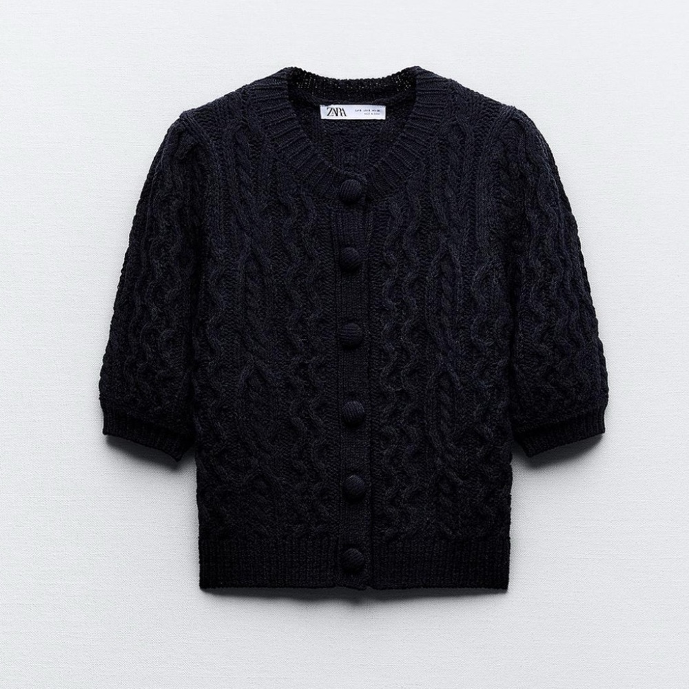 Zara - Cable knit cardigan - Navy Blue - Size Small - NWT
